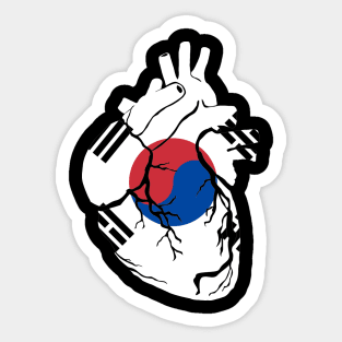 South Korea Flag, Anatomical Heart Design Sticker